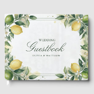 Watercolor Citrus Green Lemon Botanical Wedding Guest Book