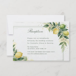 Watercolor Citrus Green Lemon Botanical Wedding RSVP Card