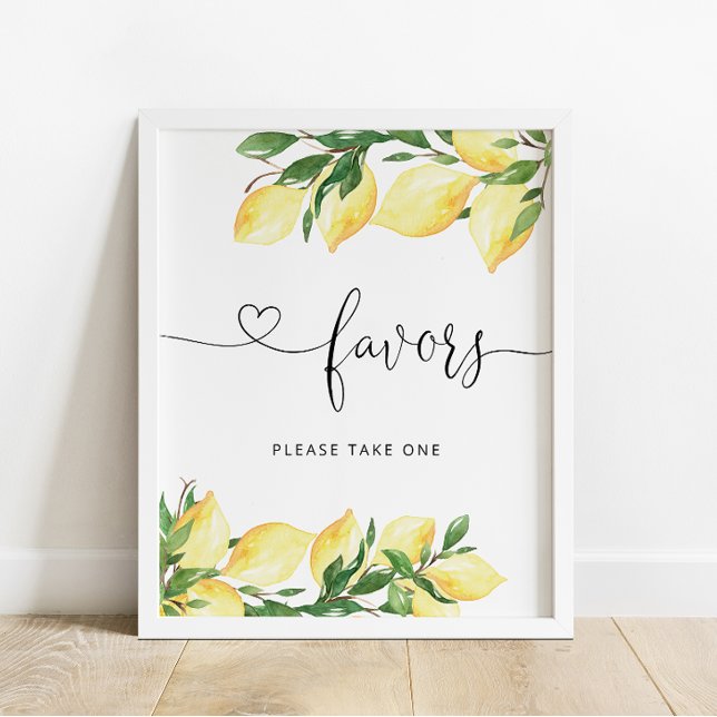Watercolor Citrus Lemon Baby Shower Favours Sign (Creator Uploaded)