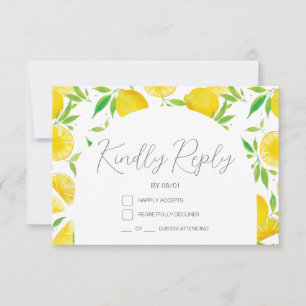 Watercolor Citrus Lemon Baby Shower RSVP Card