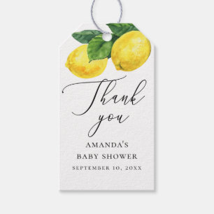 Watercolor citrus lemon baby shower thank you gift tags