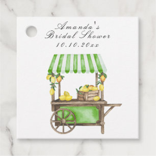 Watercolor Citrus Lemon Cart Bridal Shower Favour Tags