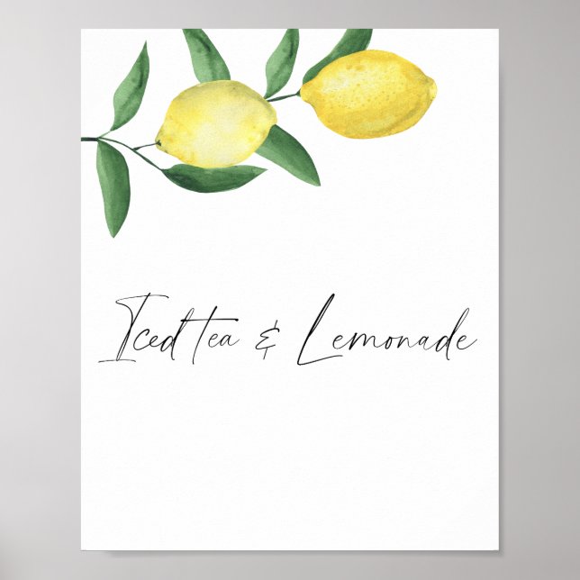 Watercolor citrus lemon - iced tea and lemonade poster (Front)