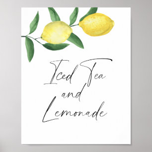 Watercolor citrus lemon - iced tea and lemonade poster