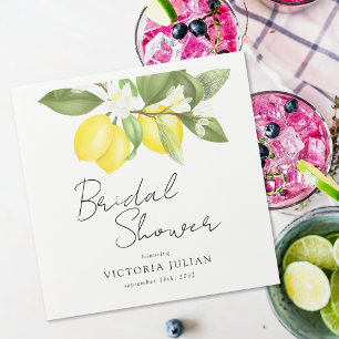 Watercolor Citrus Lemons Bridal Shower  Napkin