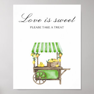 Watercolor citrus - love is sweet, take a treat poster