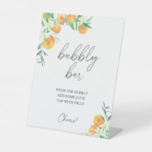 Watercolor citrus modern - bubbly bar pedestal sign