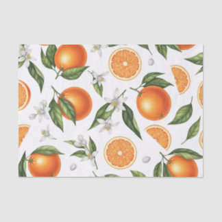 Watercolor Citrus Orange Botanical Pattern Tissue Paper
