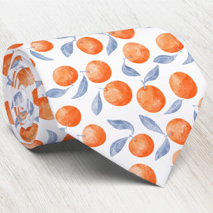 Watercolor Citrus Oranges Mediterranean Tie