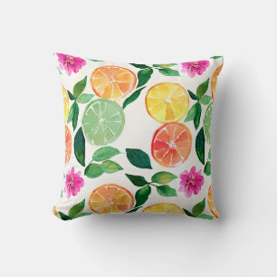 Watercolor Citrus Pattern Cushion