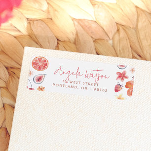 Watercolor Citrus Pink Return Address Label