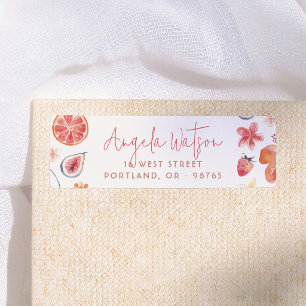 Watercolor Citrus Pink Return Address Label
