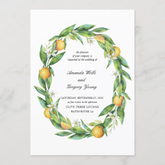 Watercolor Citrus Wedding Invitation