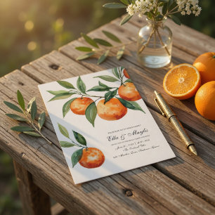 Watercolor Citrus Wedding Invitation Suite