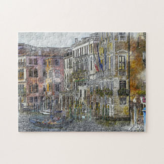 Watercolor City Illustration Jigsaw Puzzle