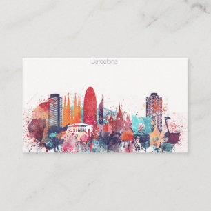 Watercolor City Skyline of Barcelona Business Card