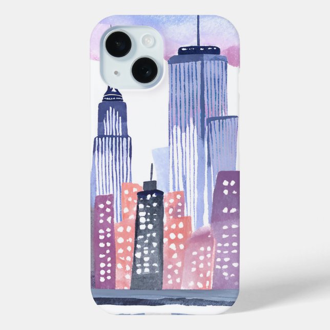 Watercolor Cityscape Skyline Case-Mate iPhone Case (Back)