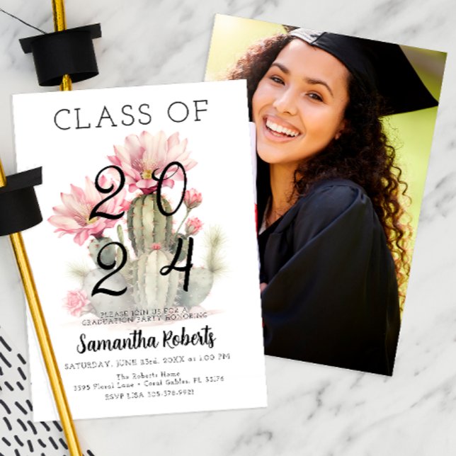 Watercolor Class of 2025 Graduation Party Photo  Invitation (Graduation Party Invitation)