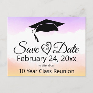 Watercolor Class Reunion Save The Date Template Postcard