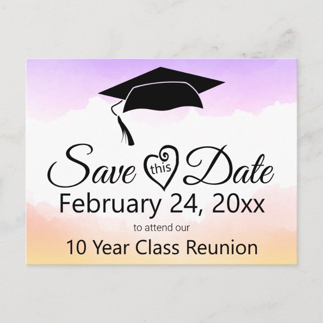 Watercolor Class Reunion Save The Date Template Postcard (Front)