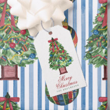 Watercolor Classic Bow Christmas Tree
