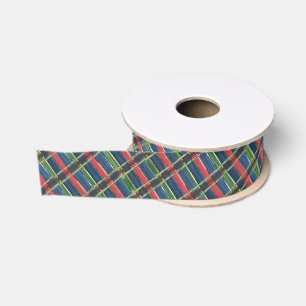 Watercolor Classic Christmas Plaid Grosgrain Ribbon