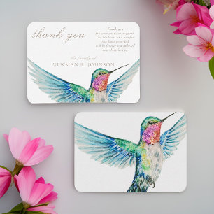 Watercolor Classic Hummingbird Memorial Thank You Card