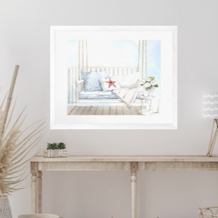 Watercolor Classic Patriotic Americana Porch Swing Poster
