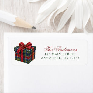 Watercolor Classic Plaid Christmas Gift Return Address Label