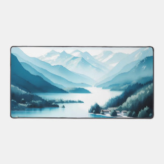 Watercolor Clear blue lakes Desk Mat