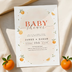 Watercolor Clementine Citrus Orange Baby Shower Invitation