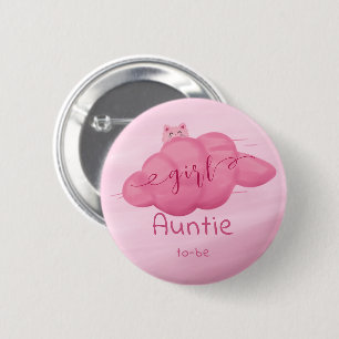 Watercolor Cloud Baby Girl Shower Auntie-to-be 6 Cm Round Badge