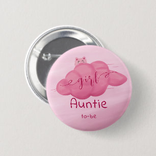 Watercolor Cloud Baby Girl Shower Auntie-to-be 6 Cm Round Badge