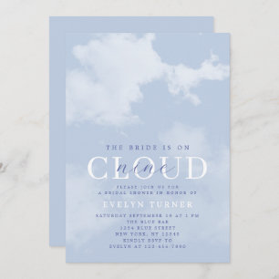 Watercolor Cloud Nine Blue White Bridal Shower Invitation