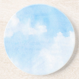 Watercolor clouds and sky background coaster