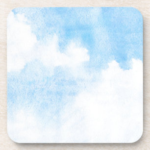 Watercolor clouds and sky background coaster
