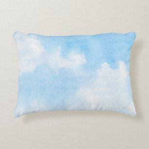 Watercolor clouds and sky background decorative cushion