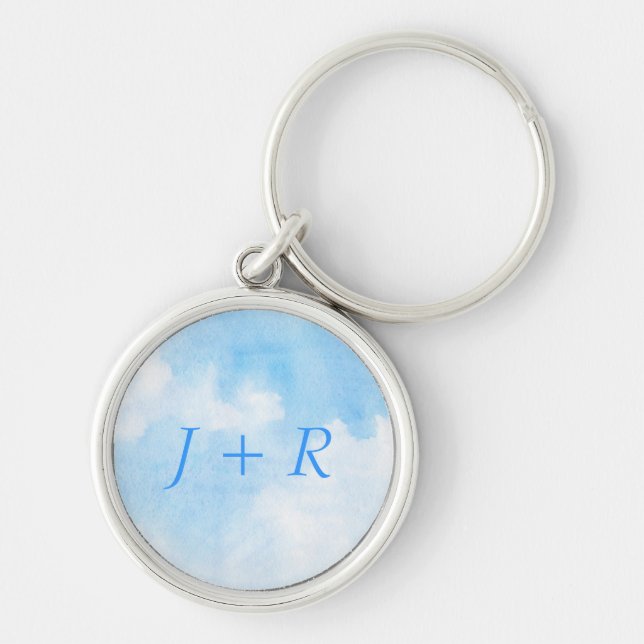 Watercolor clouds and sky background key ring (Front)