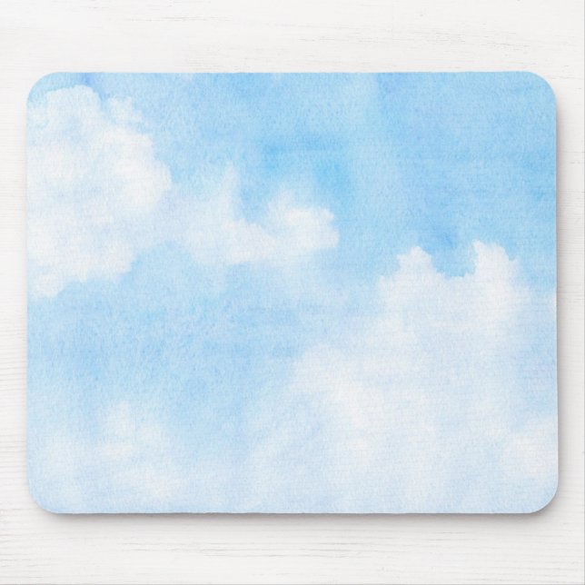 Watercolor clouds and sky background mouse pad (Front)