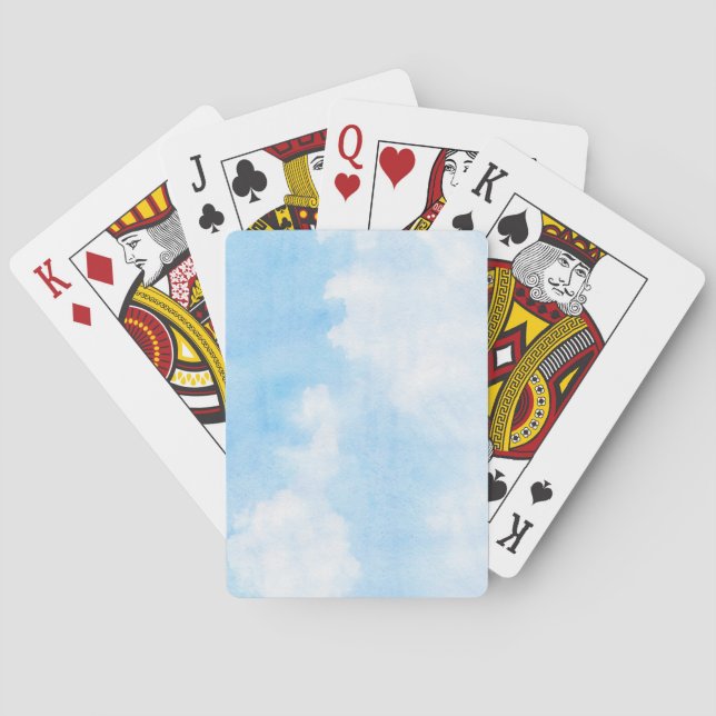 Watercolor clouds and sky background playing cards (Back)