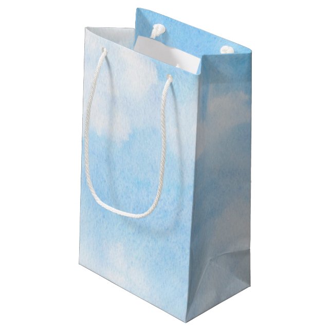 Watercolor clouds and sky background small gift bag (Back Angled)