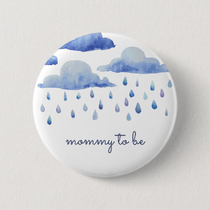 Watercolor Clouds Baby Shower Custom Family Member 6 Cm Round Badge