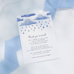 Watercolor Clouds Baby Shower Thank You<br><div class="desc">Create your own custom Watercolor Clouds Baby Shower Thank You Cards using these templates by Cali Graphics. These flat baby shower thank you cards feature watercolor clouds, raindrops and a custom thank you message. On the reverse there is a beautiful blue colour to match the front. Customise these cards by...</div>