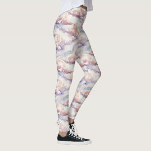 Watercolor Clouds Pastel Dreamy Sky Pattern Leggings