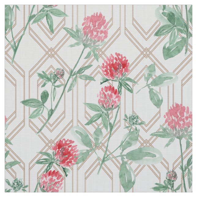 Watercolor clover flowers fabric (Swatch)