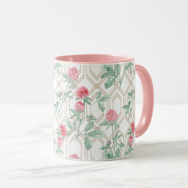 Watercolor clover flowers mug (Front Right)