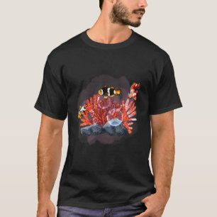 Watercolor Clown Fish Deep Ocean Creatures and Rif T-Shirt