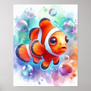 Watercolor Clown Fish Poster