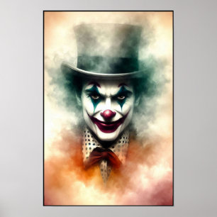 Watercolor Clown Staring Into Your Soul Poster