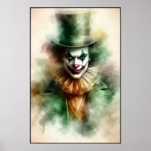 Watercolor Clown Staring Into Your Soul Poster